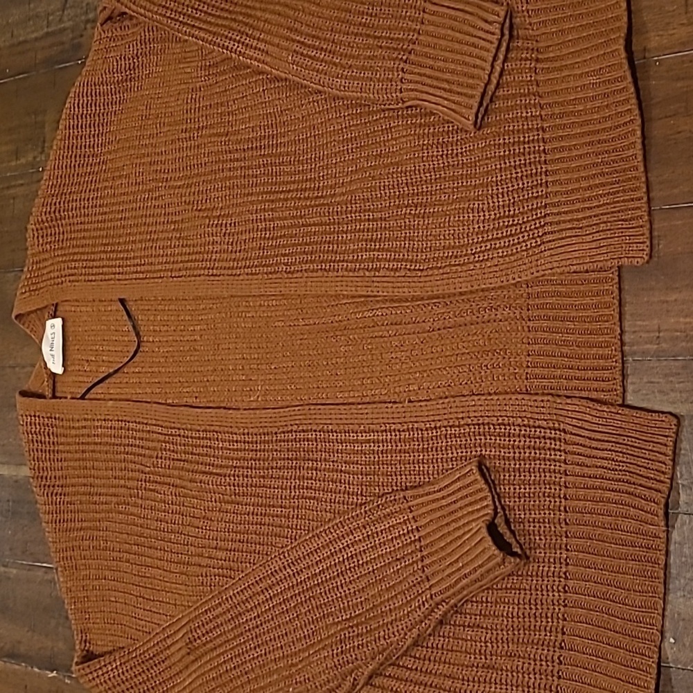 The Nines Brown Cable Knit Cardigan Sweater size S